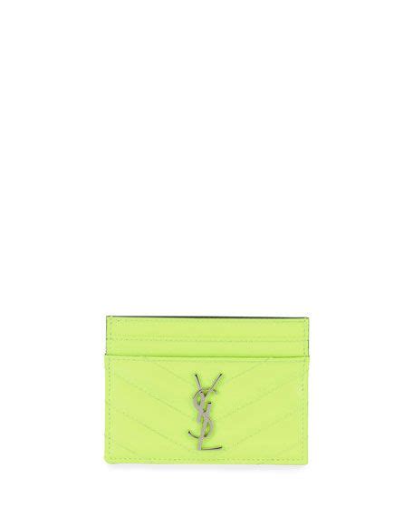 ysl neon yellow card holder|ysl monogram card case.